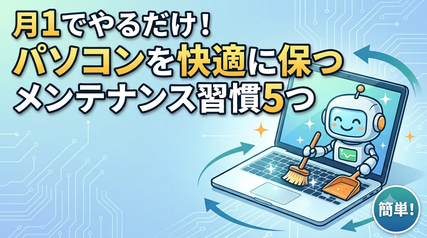 月1でやるだけ！パソコンを快適に保つメンテナンス習慣5つ