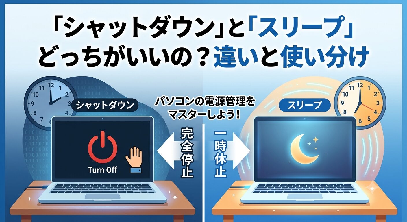 「シャットダウン」と「スリープ」どっちがいいの?違いと使い分け